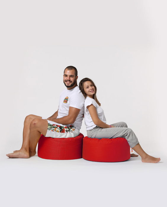 Atelier Del Sofa Round Pouf - Rojo